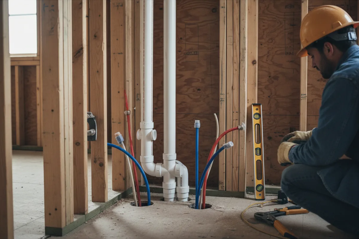 Drain and supply rough-in during Drain Cleaning in Charlottesville